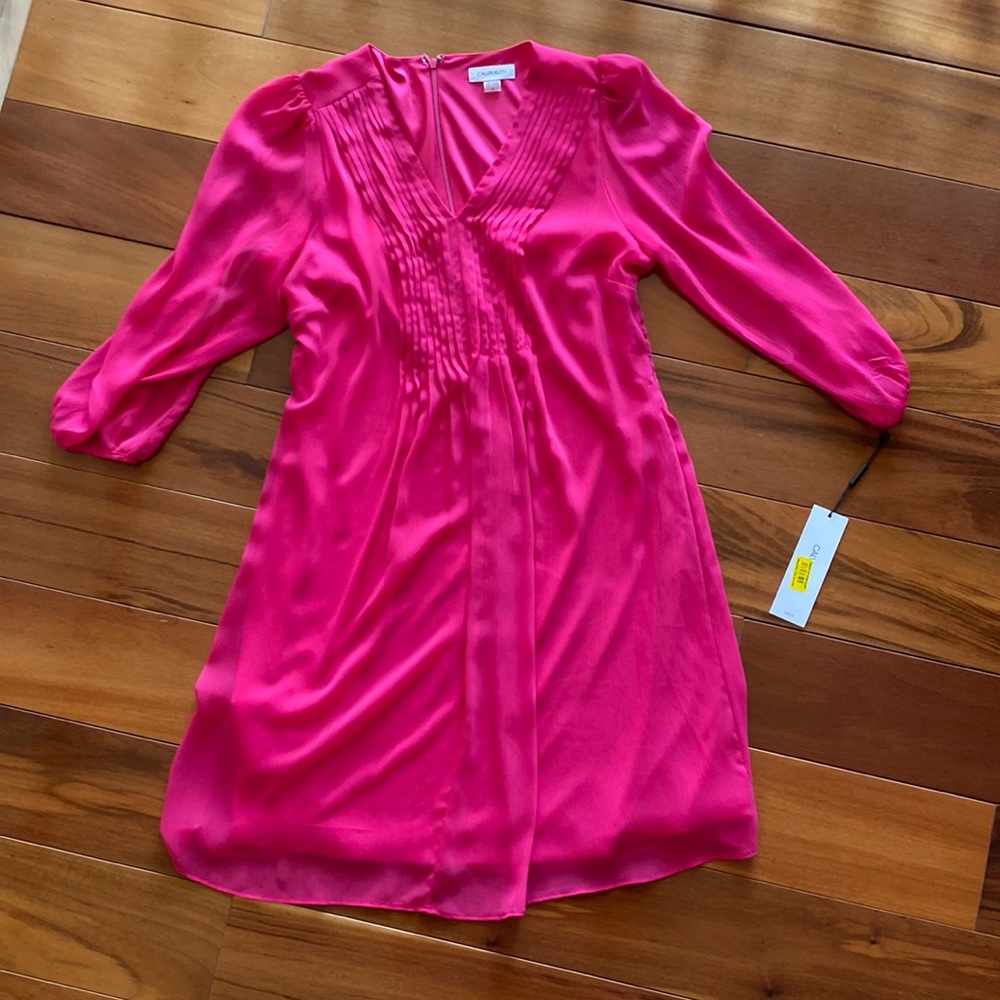 Calvin Klein pink chiffon dress